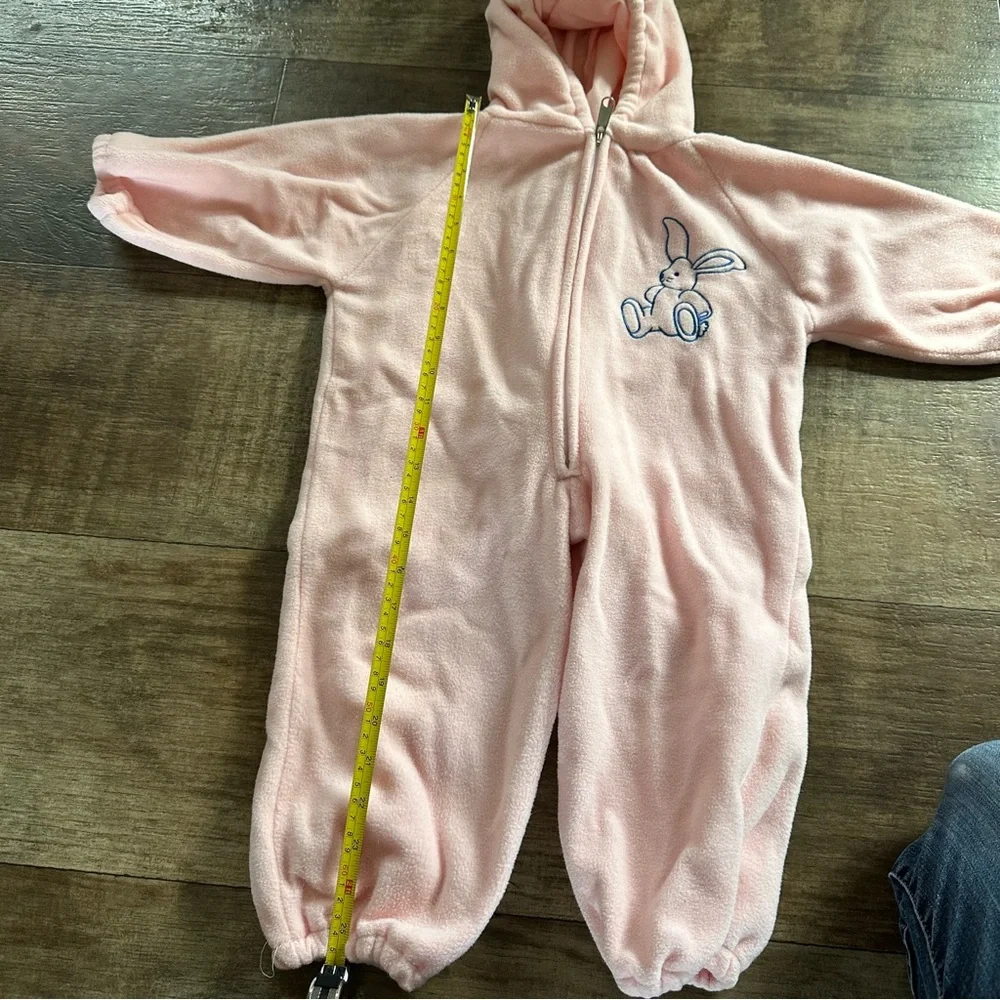 Fleece bunny costume union suit light pink